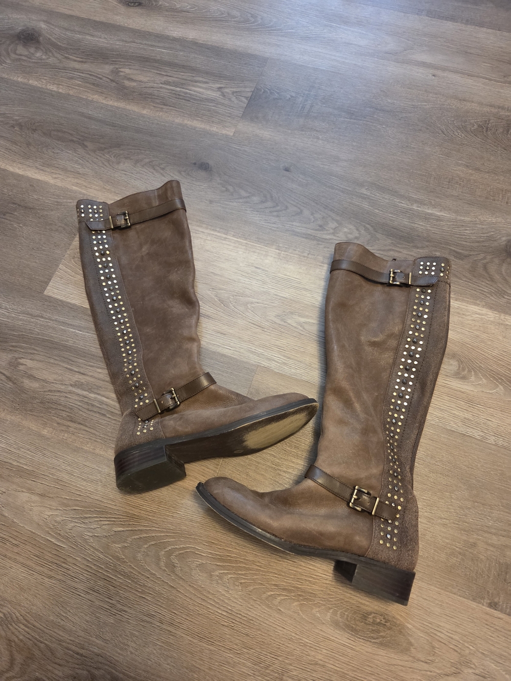 Jessica Simpson Brown Studded Knee-High Riding Boots